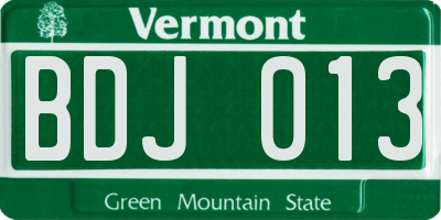 VT license plate BDJ013