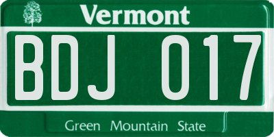VT license plate BDJ017