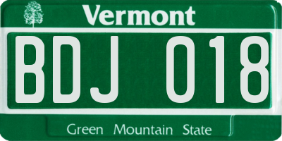 VT license plate BDJ018