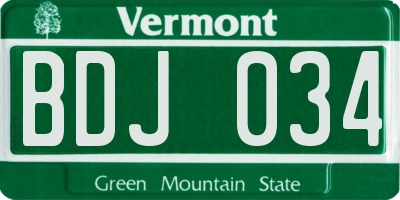 VT license plate BDJ034