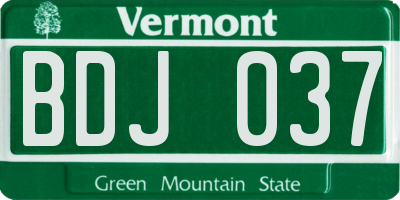 VT license plate BDJ037