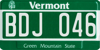 VT license plate BDJ046