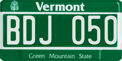 VT license plate BDJ050