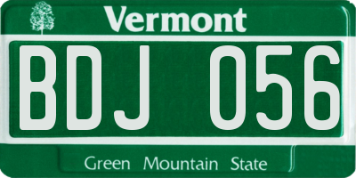 VT license plate BDJ056