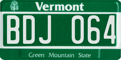 VT license plate BDJ064