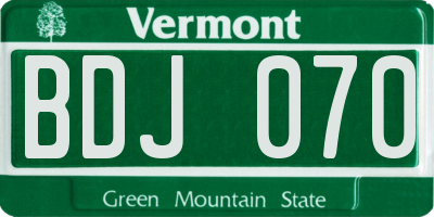 VT license plate BDJ070