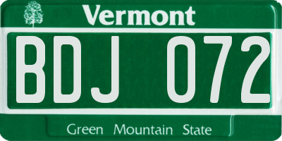 VT license plate BDJ072