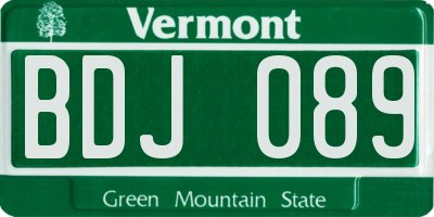 VT license plate BDJ089