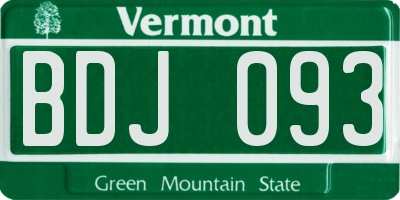 VT license plate BDJ093