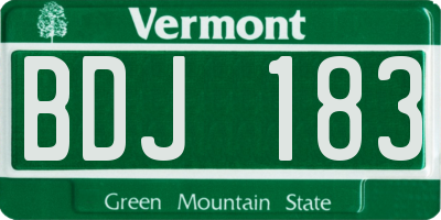 VT license plate BDJ183