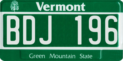 VT license plate BDJ196