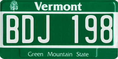 VT license plate BDJ198