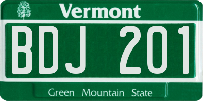 VT license plate BDJ201