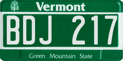 VT license plate BDJ217