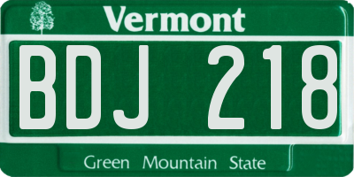 VT license plate BDJ218