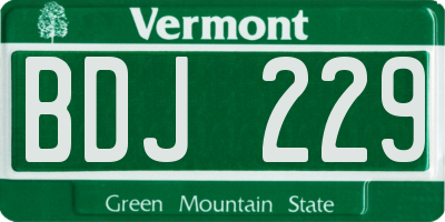 VT license plate BDJ229