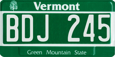 VT license plate BDJ245