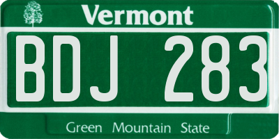 VT license plate BDJ283