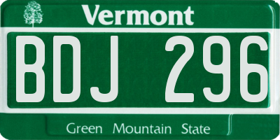 VT license plate BDJ296