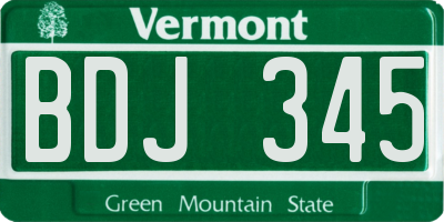VT license plate BDJ345