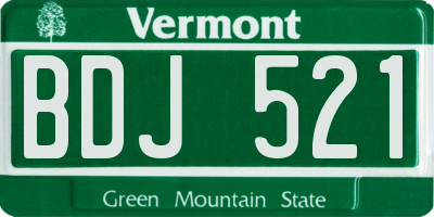VT license plate BDJ521