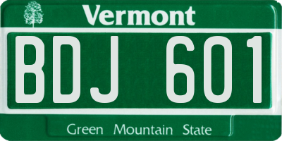 VT license plate BDJ601