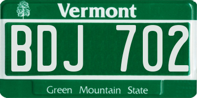 VT license plate BDJ702