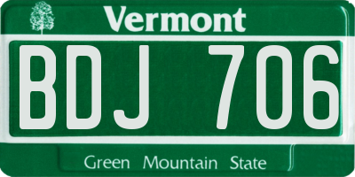 VT license plate BDJ706