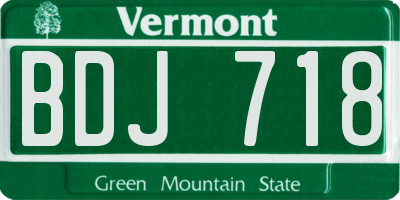 VT license plate BDJ718