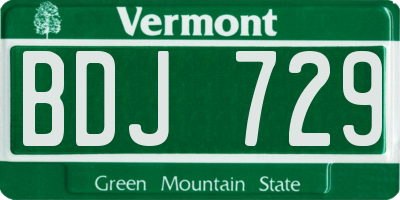 VT license plate BDJ729