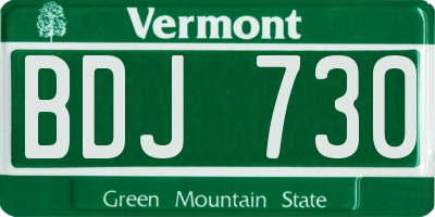 VT license plate BDJ730