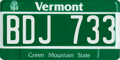 VT license plate BDJ733