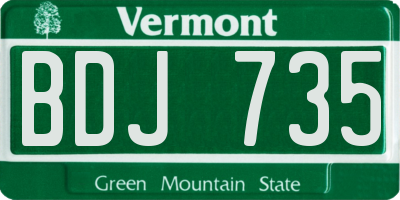 VT license plate BDJ735