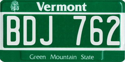 VT license plate BDJ762