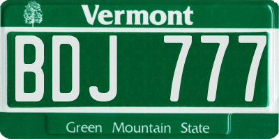 VT license plate BDJ777