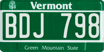 VT license plate BDJ798