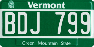 VT license plate BDJ799