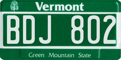 VT license plate BDJ802
