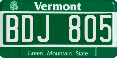 VT license plate BDJ805