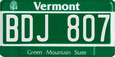 VT license plate BDJ807