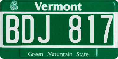 VT license plate BDJ817