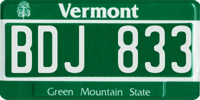 VT license plate BDJ833