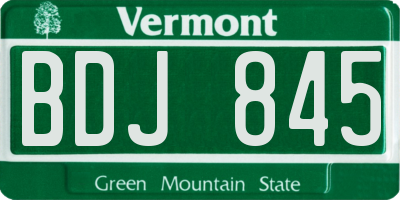 VT license plate BDJ845