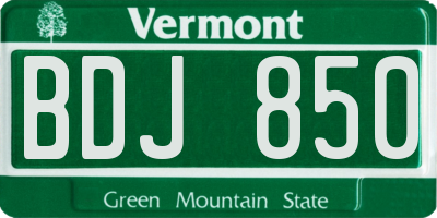 VT license plate BDJ850