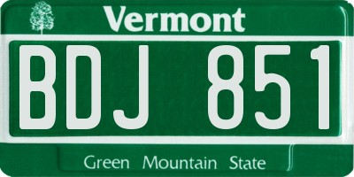 VT license plate BDJ851