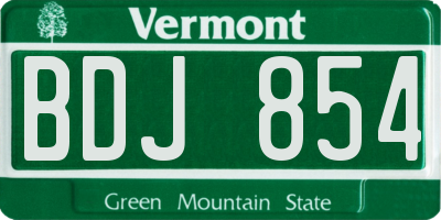 VT license plate BDJ854