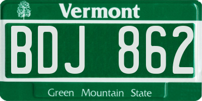 VT license plate BDJ862