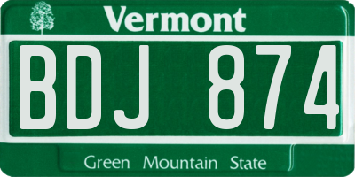 VT license plate BDJ874