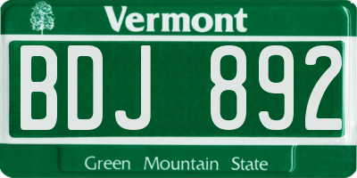 VT license plate BDJ892