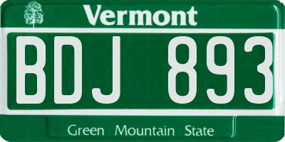 VT license plate BDJ893